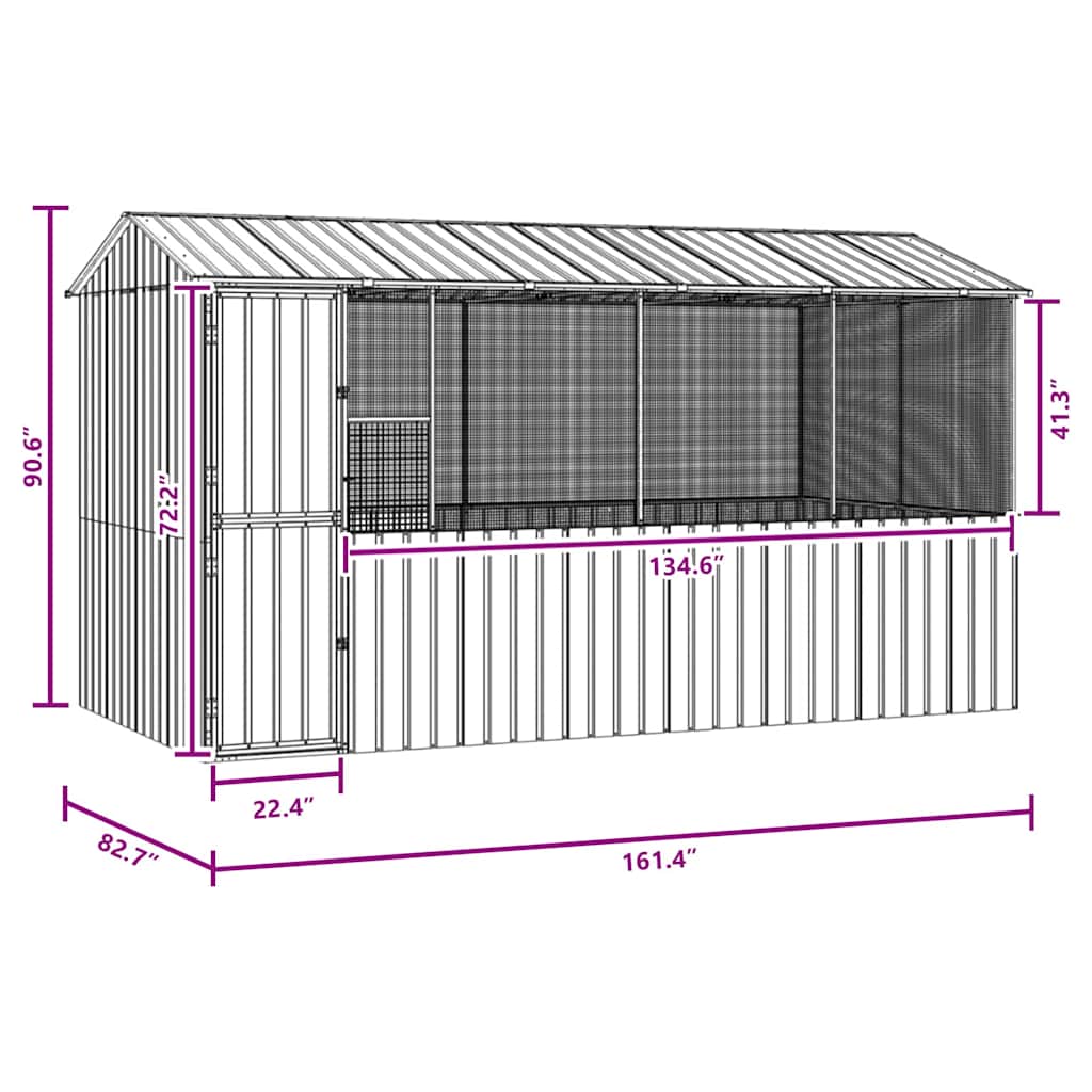 Bird Cage Anthracite 410 x 210 x 230 cm Galvanised steel