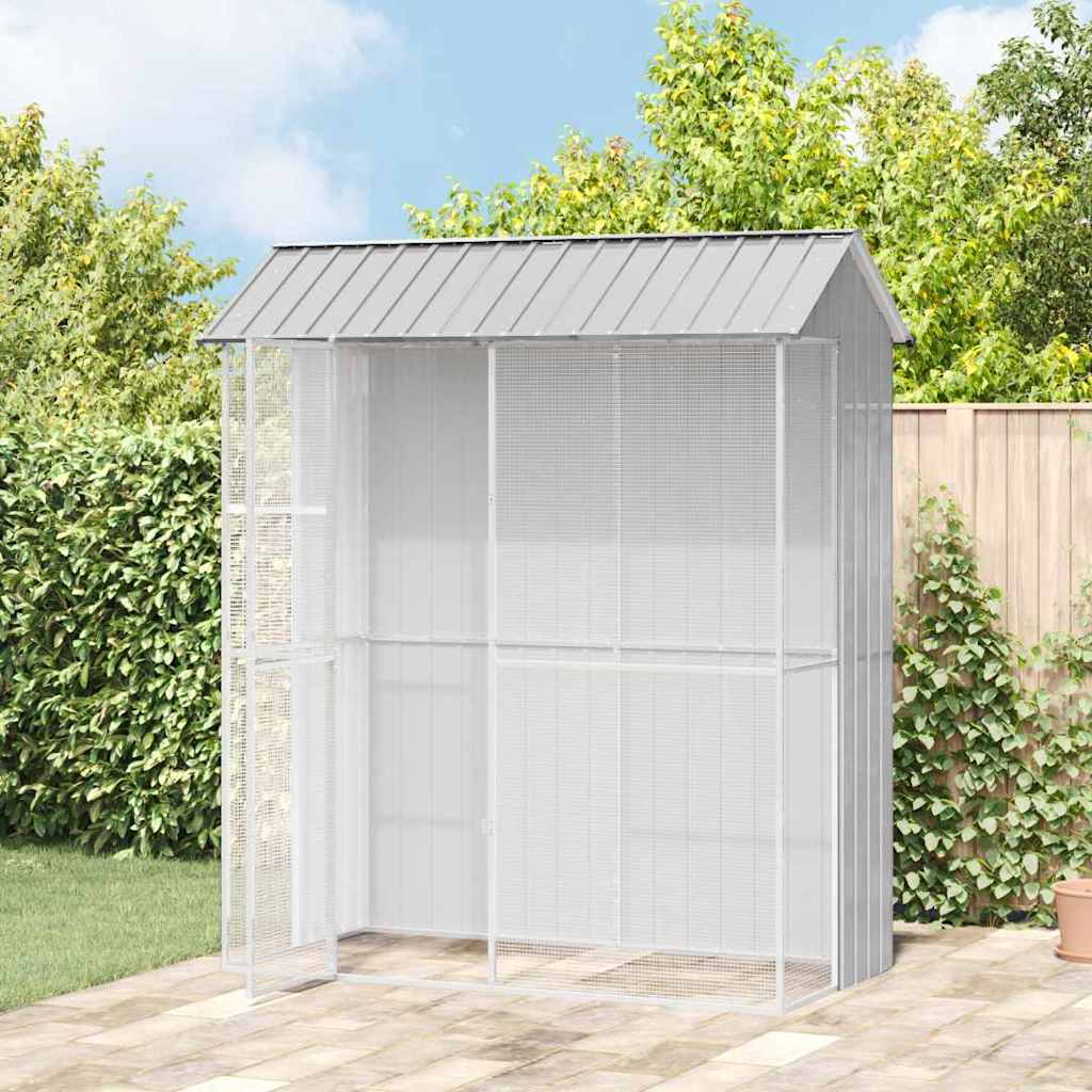 Bird Cage with Storage Grey 215 x 110 x 247 cm Galvanised steel