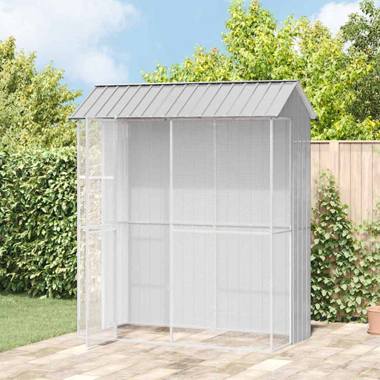 Bird Cage with Storage Grey 215 x 110 x 247 cm Galvanised steel