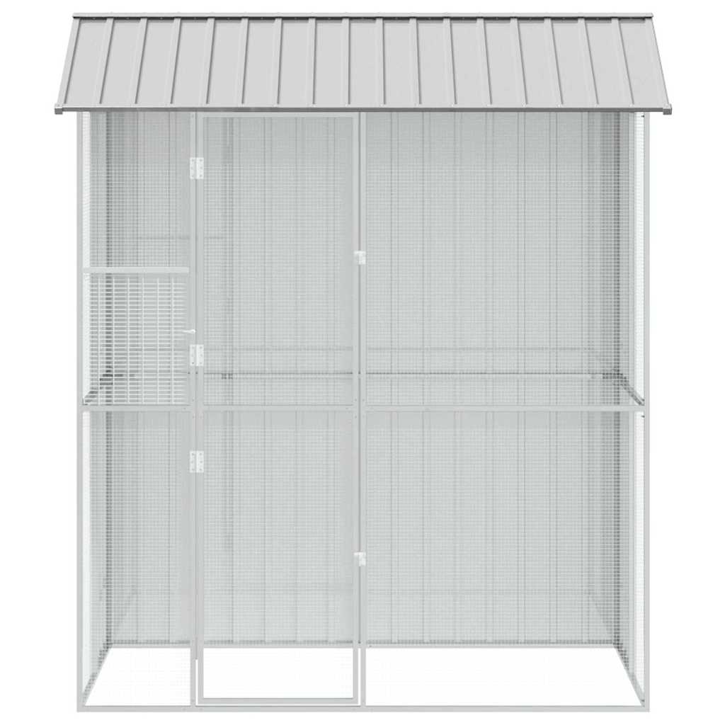 Bird Cage with Storage Grey 215 x 110 x 247 cm Galvanised steel