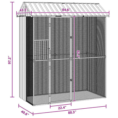 Bird Cage with Storage Grey 215 x 110 x 247 cm Galvanised steel