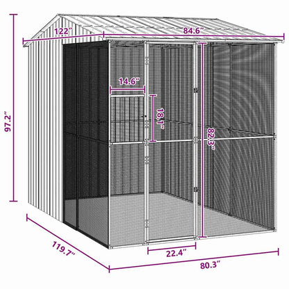 Bird Cage with Storage Grey 215 x 310 x 247 cm Galvanised steel