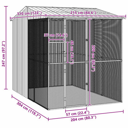 Bird Cage with Storage Grey 215 x 310 x 247 cm Galvanised steel