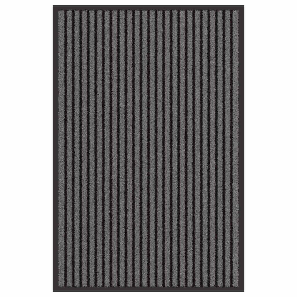 Doormat Striped Black and Grey 60 x 90 cm Polypropylene and PVC