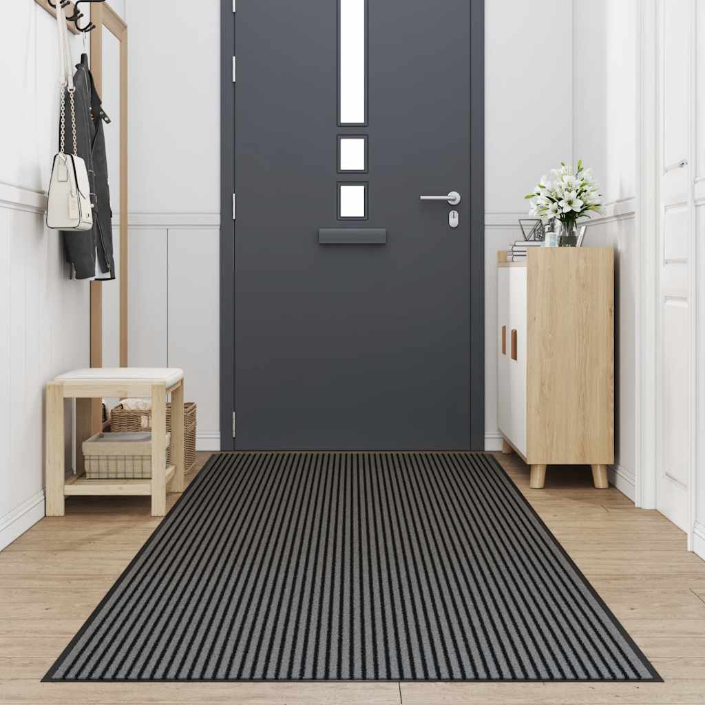 Doormat Stripe Black and Grey 115x400 cm
