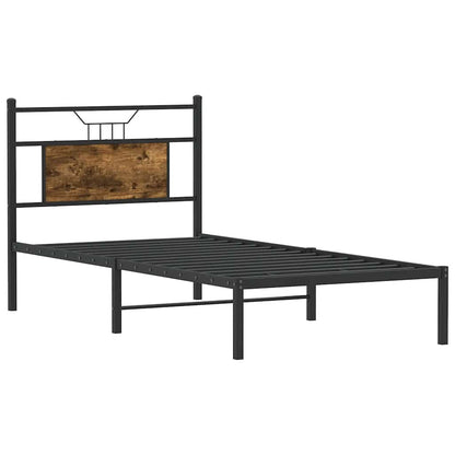 Bed Frame without Mattress Smoked Oak 90x190 cm Single Engineered Wood