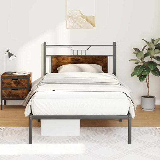 Bed Frame without Mattress Smoked Oak 100x190 cm Engineered Wood