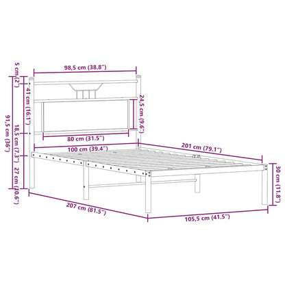Bed Frame without Mattress Smoked Oak 100x200 cm Engineered Wood