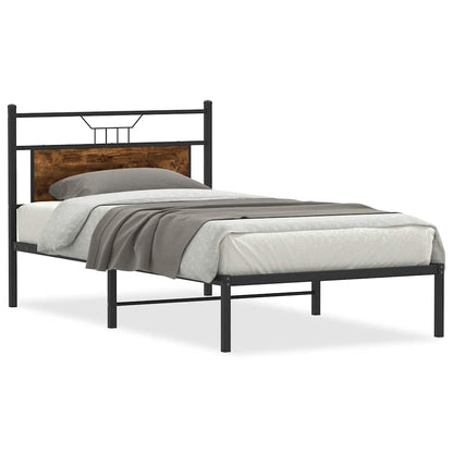 Bed Frame without Mattress Smoked Oak 107x203 cm Engineered Wood