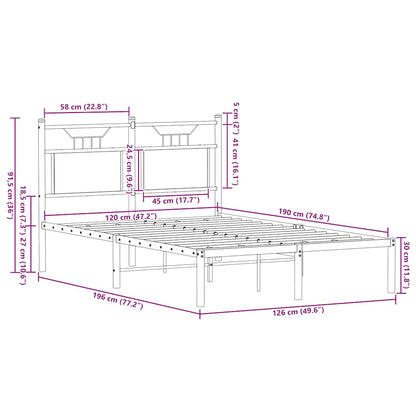Bed Frame without Mattress Smoked Oak 120x190 cm Small Double Engineered Wood