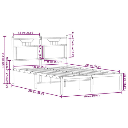 Bed Frame without Mattress Smoked Oak 120x200 cm Engineered Wood
