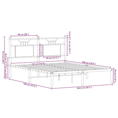 Bed Frame without Mattress Smoked Oak 137x190 cm Engineered Wood