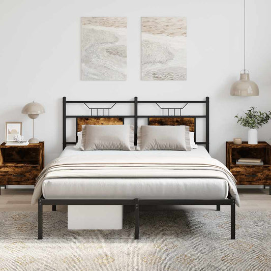 Bed Frame without Mattress Smoked Oak 140x190 cm Engineered Wood