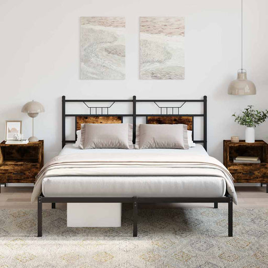 Bed Frame without Mattress Smoked Oak 150x200 cm King Size Engineered Wood
