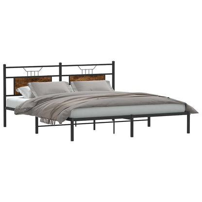 Bed Frame without Mattress Smoked Oak 183x213 cm Engineered Wood