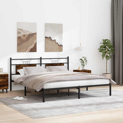 Bed Frame without Mattress Smoked Oak 183x213 cm Engineered Wood