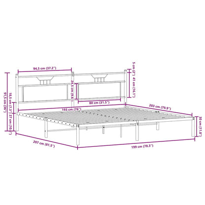 Bed Frame without Mattress Smoked Oak 193x201 cm Engineered Wood