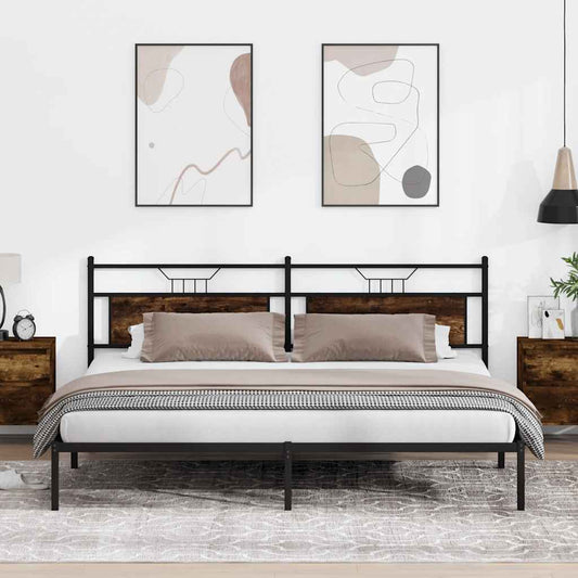 Bed Frame without Mattress Smoked Oak 193x201 cm Engineered Wood