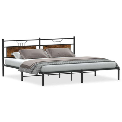 Bed Frame without Mattress Smoked Oak 200x200 cm Engineered Wood