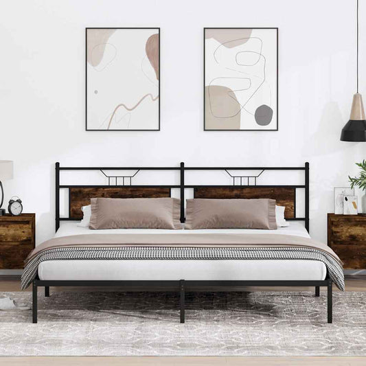 Bed Frame without Mattress Smoked Oak 200x200 cm Engineered Wood