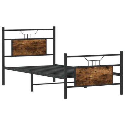 Bed Frame without Mattress Smoked Oak 75x190 cm Small Single Engineered Wood