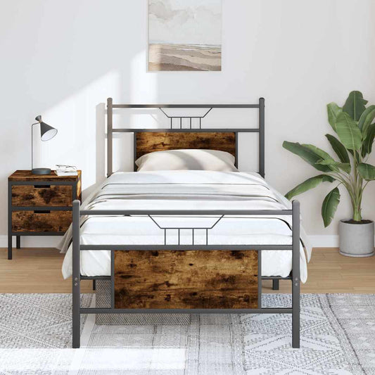 Bed Frame without Mattress Smoked Oak 80x200 cm Engineered Wood