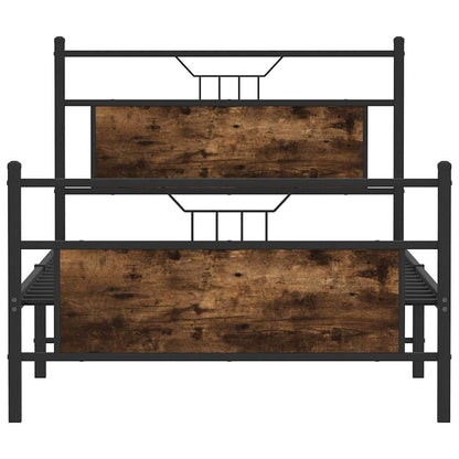 Bed Frame without Mattress Smoked Oak 100x190 cm Engineered Wood