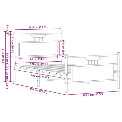 Bed Frame without Mattress Smoked Oak 100x190 cm Engineered Wood