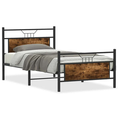 Bed Frame without Mattress Smoked Oak 100x200 cm Engineered Wood