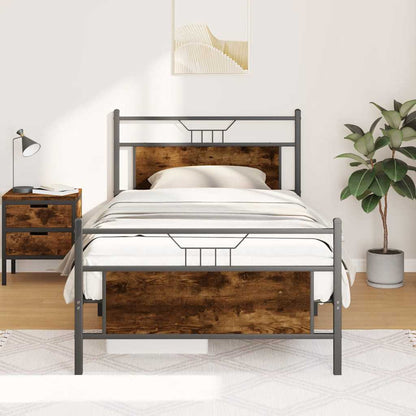 Bed Frame without Mattress Smoked Oak 100x200 cm Engineered Wood