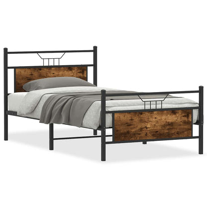 Bed Frame without Mattress Smoked Oak 107x203 cm Engineered Wood