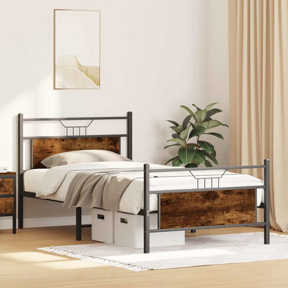 Bed Frame without Mattress Smoked Oak 107x203 cm Engineered Wood
