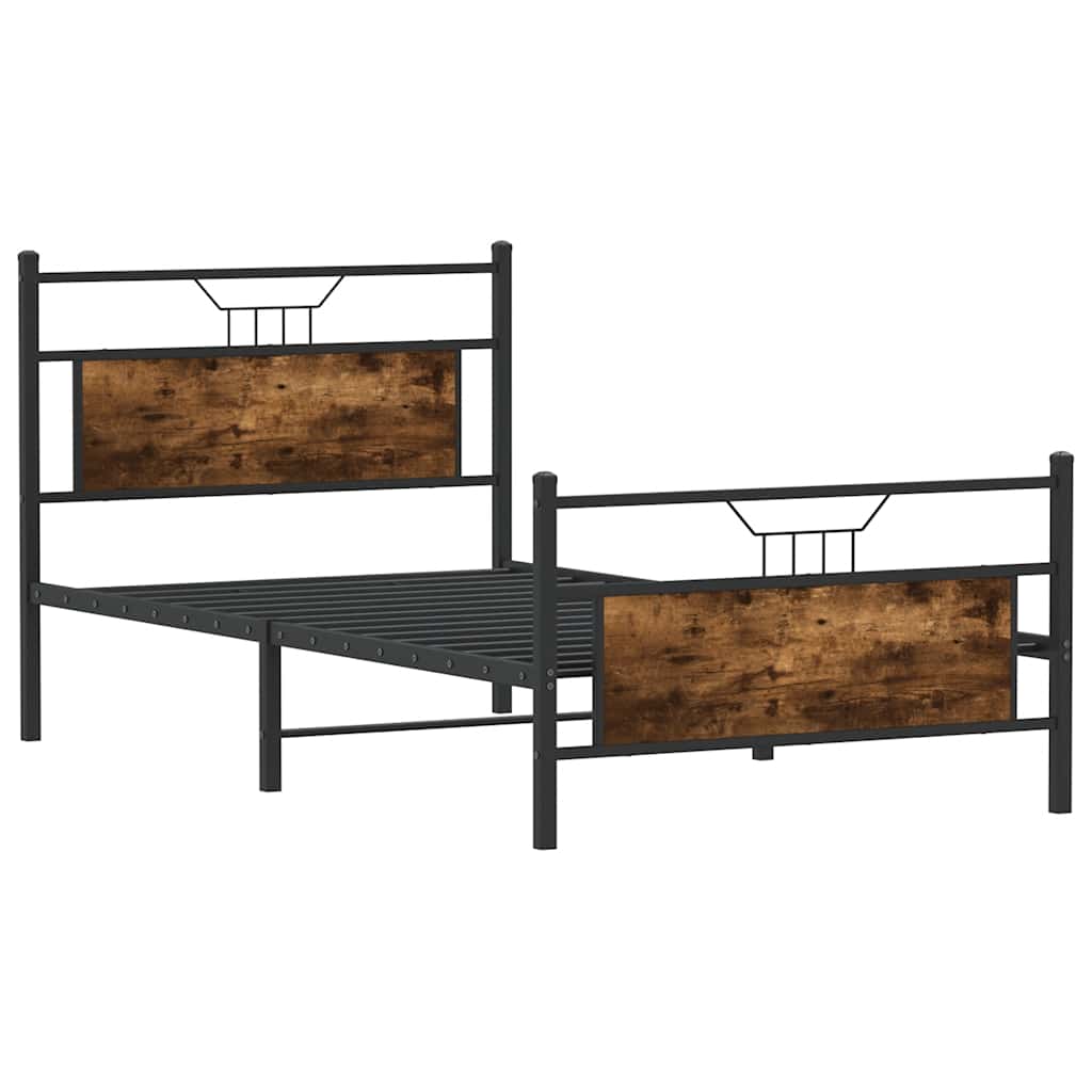 Bed Frame without Mattress Smoked Oak 107x203 cm Engineered Wood