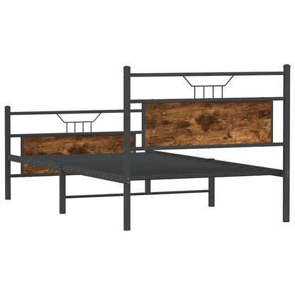 Bed Frame without Mattress Smoked Oak 107x203 cm Engineered Wood