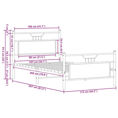 Bed Frame without Mattress Smoked Oak 107x203 cm Engineered Wood