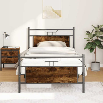 Bed Frame without Mattress Smoked Oak 107x203 cm Engineered Wood