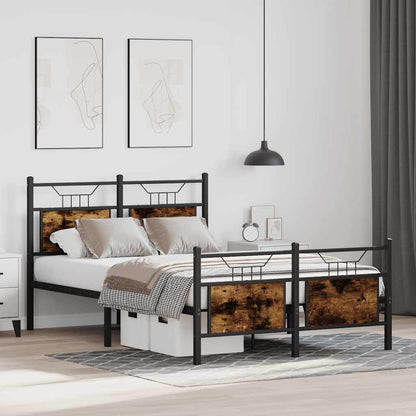 Bed Frame without Mattress Smoked Oak 120x190 cm Small Double Engineered Wood