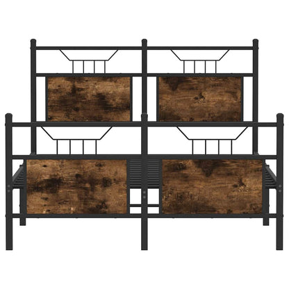 Bed Frame without Mattress Smoked Oak 120x190 cm Small Double Engineered Wood