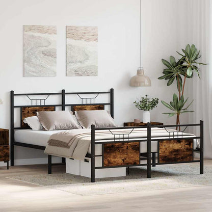 Bed Frame without Mattress Smoked Oak 140x200 cm Engineered Wood