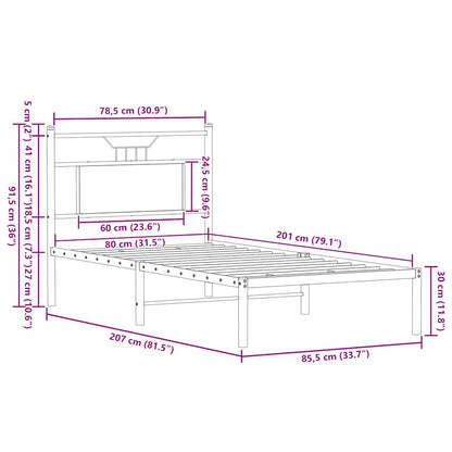 Bed Frame without Mattress Sonoma Oak 80x200 cm Engineered Wood