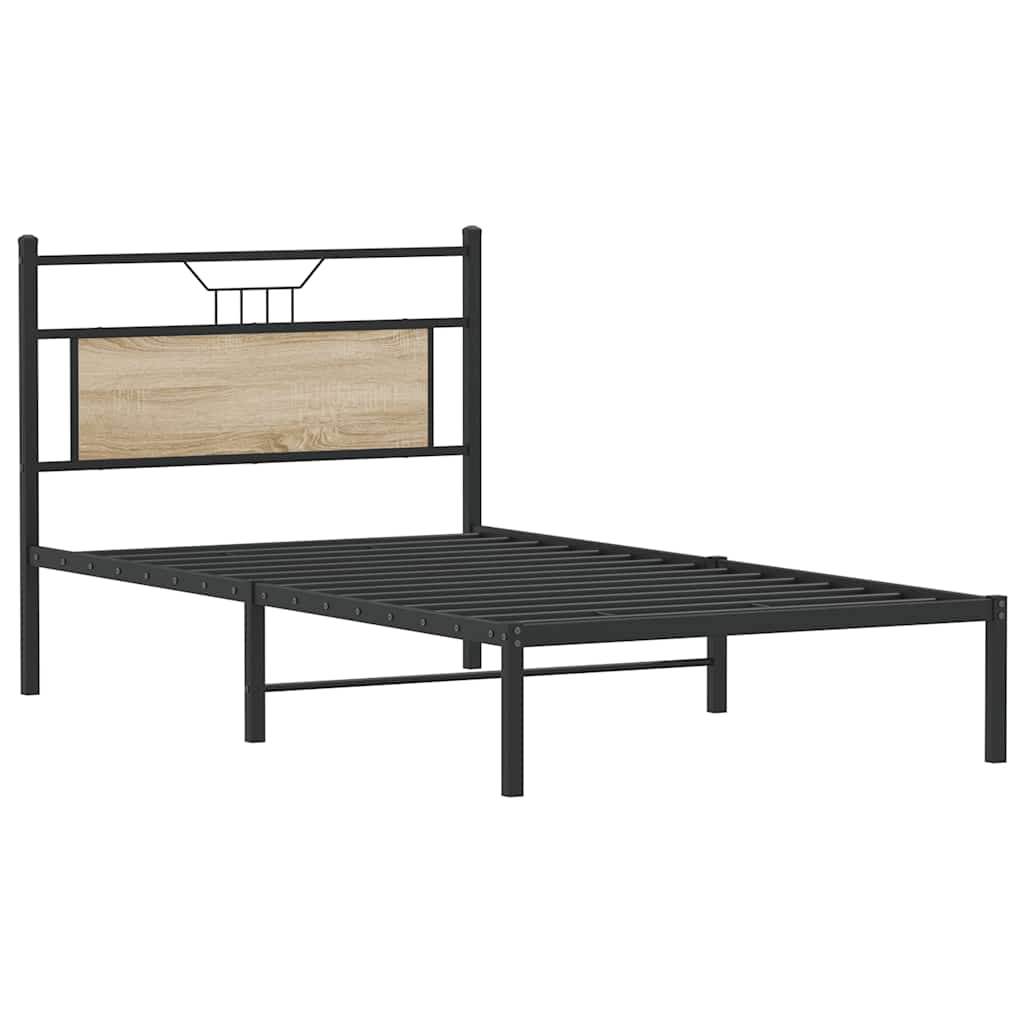 Bed Frame without Mattress Sonoma Oak 100x190 cm Engineered Wood