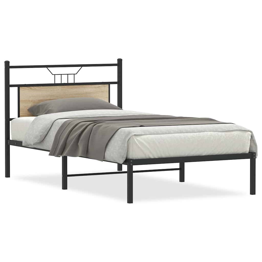 Bed Frame without Mattress Sonoma Oak 107x203 cm Engineered Wood