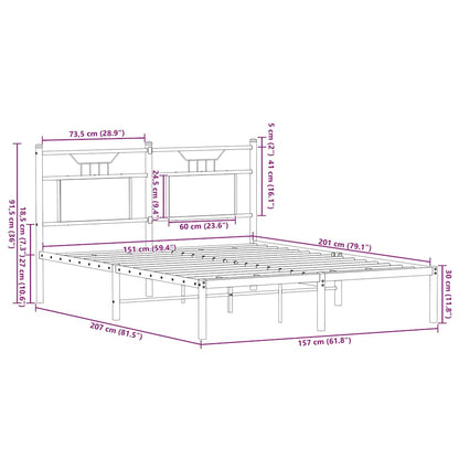Bed Frame without Mattress Sonoma Oak 150x200 cm King Size Engineered Wood