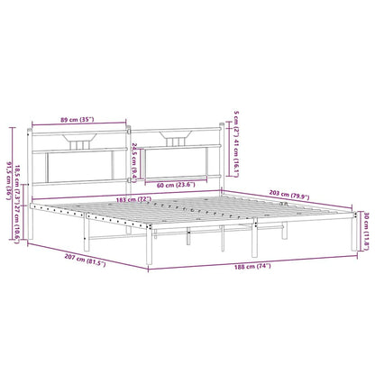 Bed Frame without Mattress Sonoma Oak 183x203 cm Engineered Wood