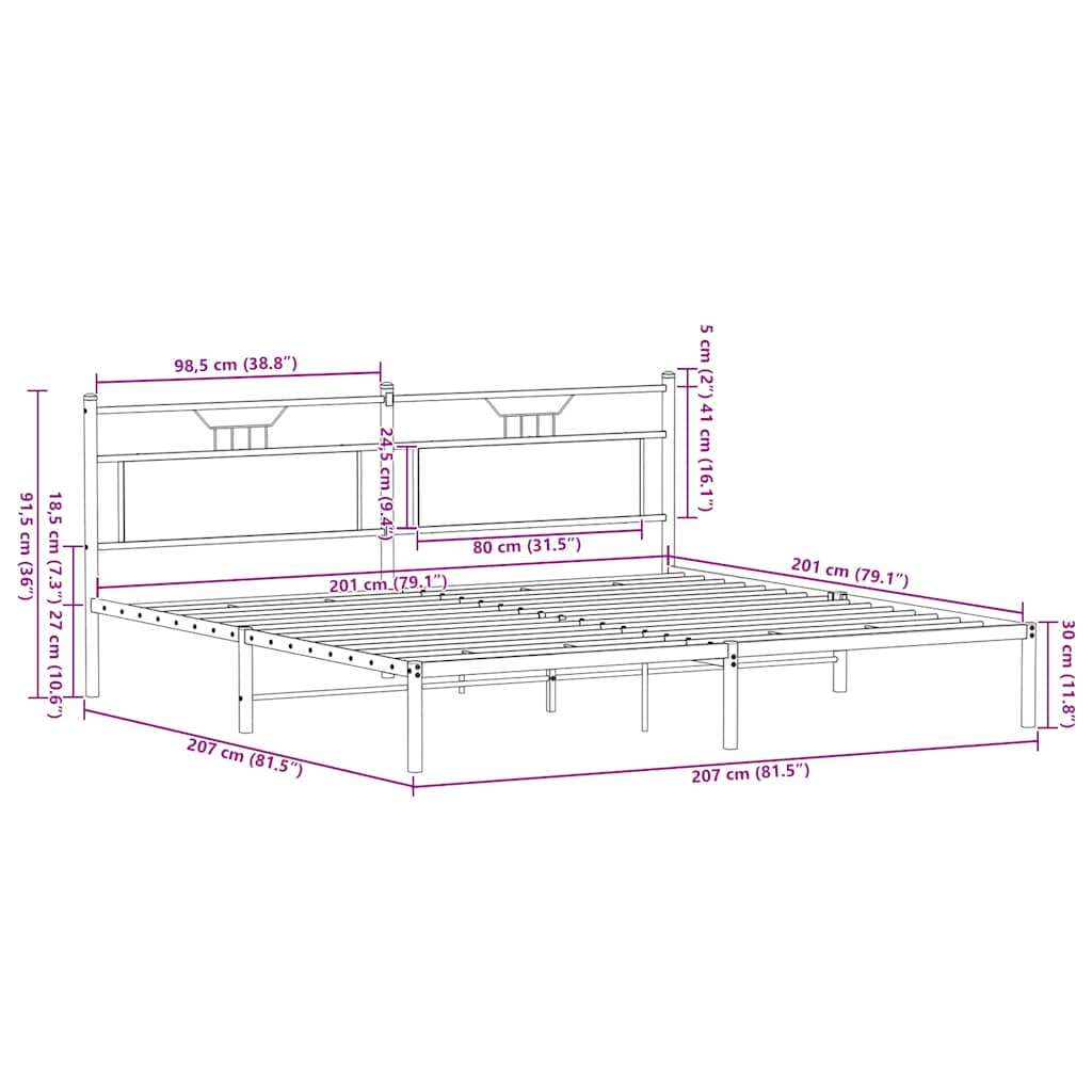 Bed Frame without Mattress Sonoma Oak 200x200 cm Engineered Wood