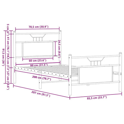 Bed Frame without Mattress Sonoma Oak 80x200 cm Engineered Wood