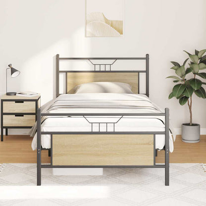 Bed Frame without Mattress Sonoma Oak 100x190 cm Engineered Wood