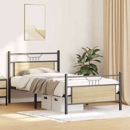 Bed Frame without Mattress Sonoma Oak 100x190 cm Engineered Wood