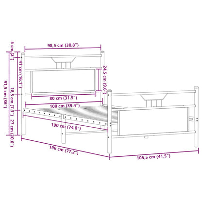 Bed Frame without Mattress Sonoma Oak 100x190 cm Engineered Wood