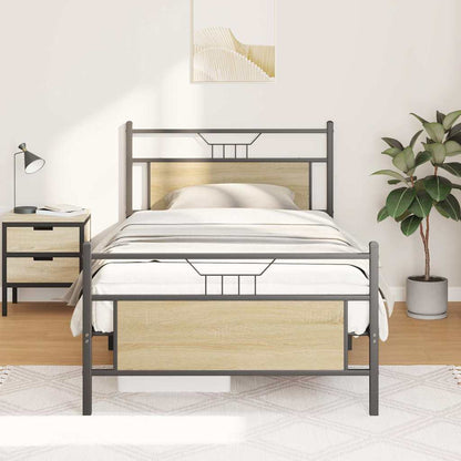 Bed Frame without Mattress Sonoma Oak 100x200 cm Engineered Wood